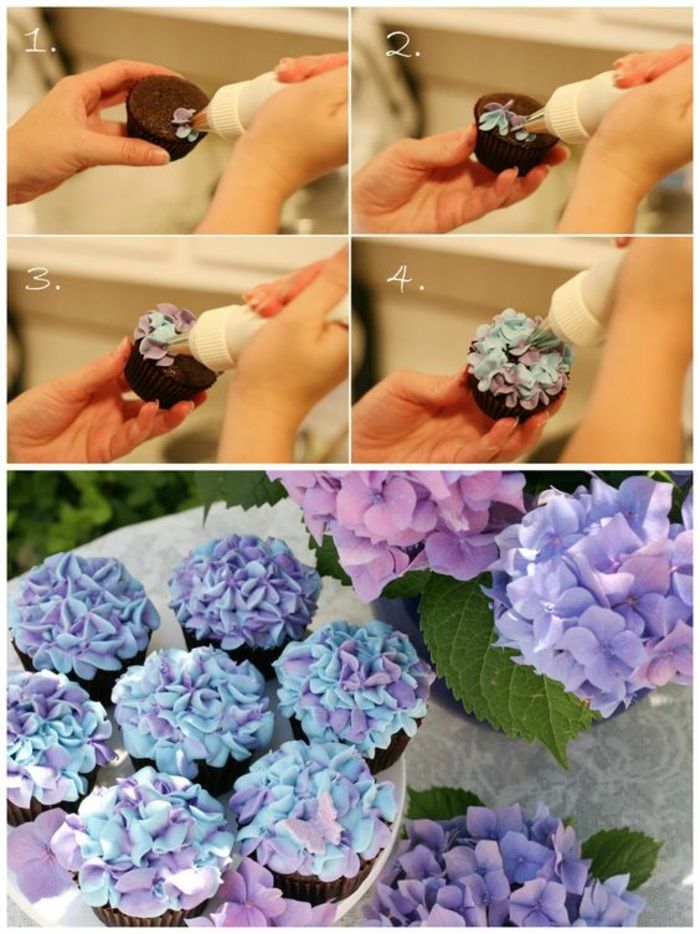 cupcakes versieren - kleine bloemetjes maken met portenspritze