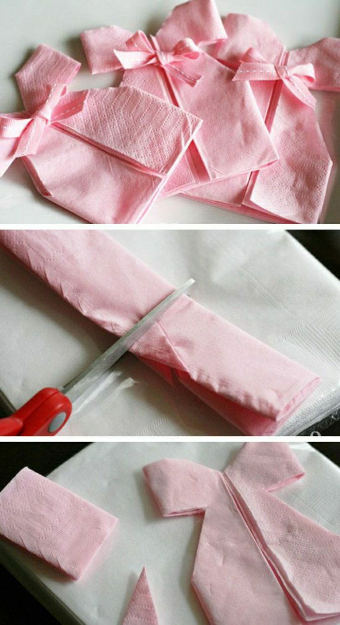 1 ružové papierové obrúsky vráskam ako mini šaty