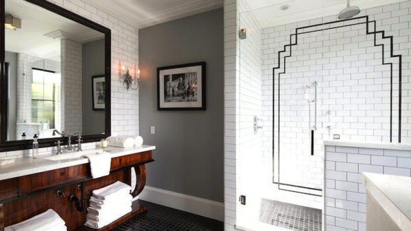 artdeco-stijl - moderne badkamer in het wit