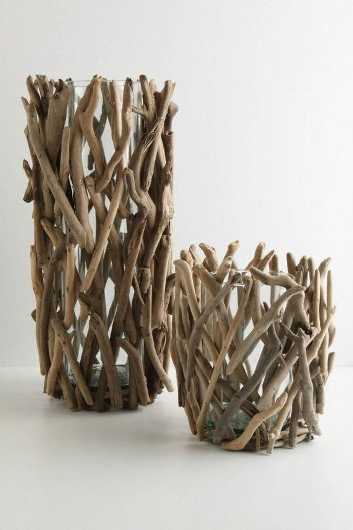3-Driftwood deco stiklo vazos-su medienos apdaila, DIY idėjų-make-sau