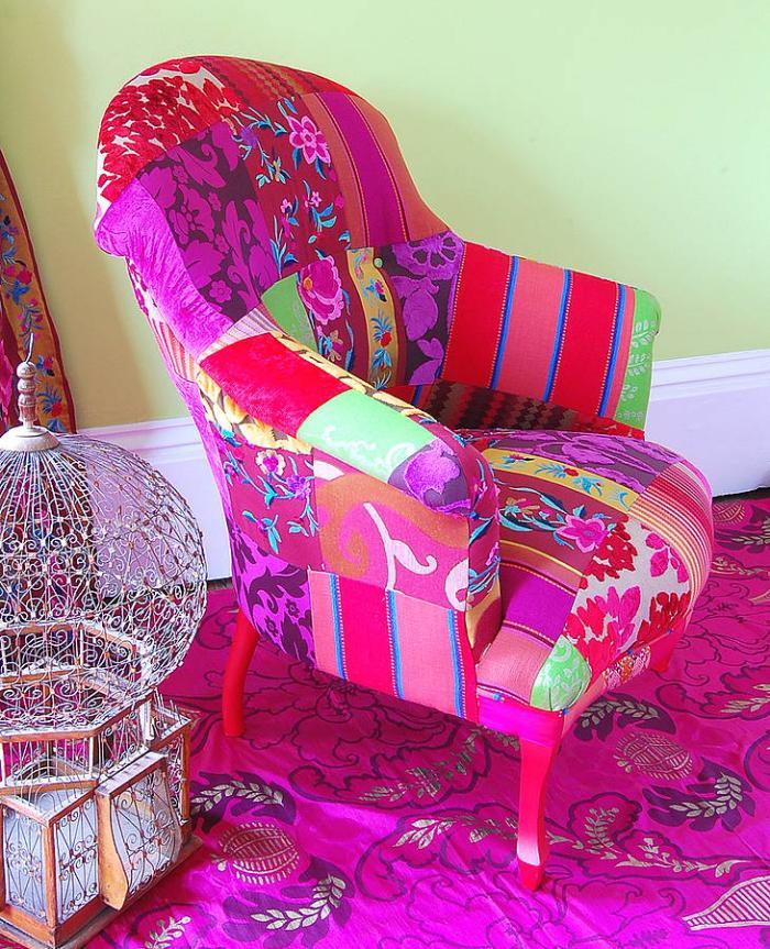4 patchwork-stol i flash-rosa nyanser