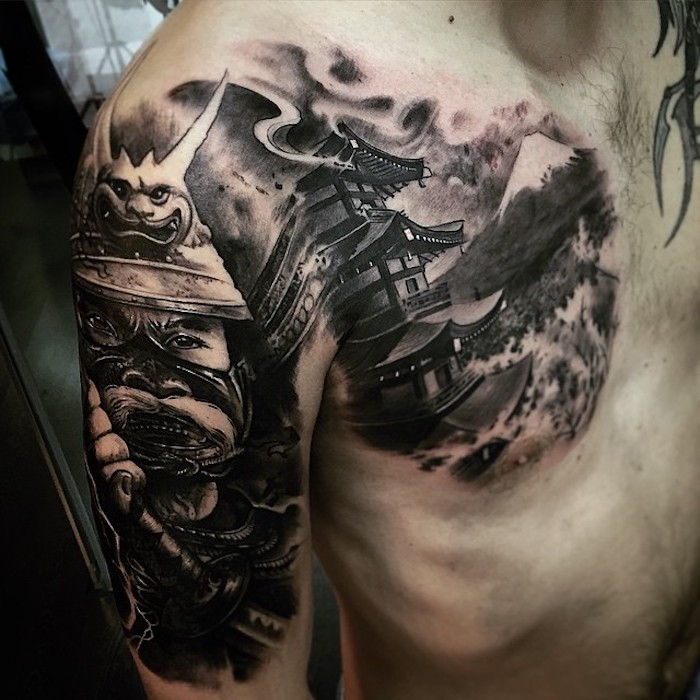 tatuaggio da combattente, tatuaggio giapponese, braccio superiore, estro