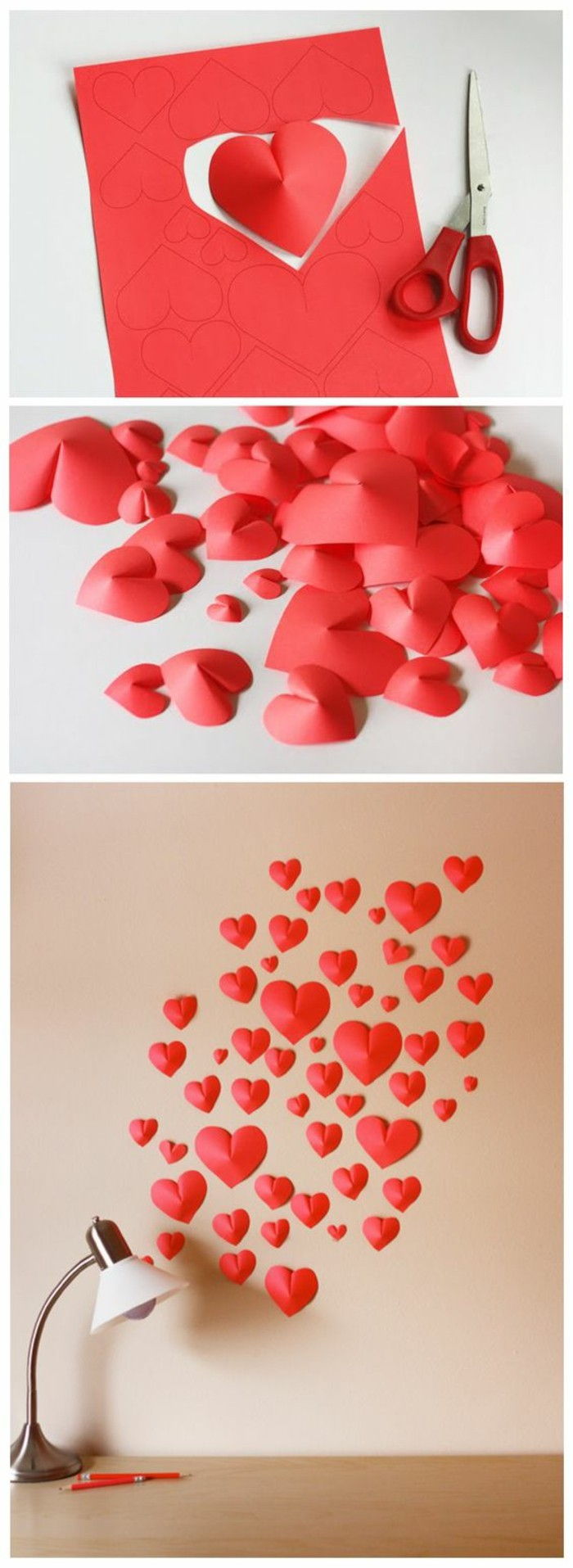 4-wanddeko-te-make-perete decorare-idei-3d-roșu-inima-de-hartie