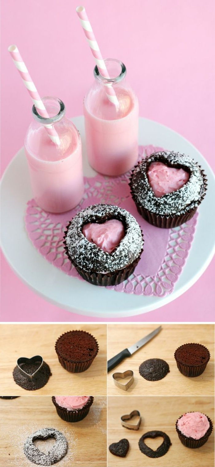 cupcakes versieren met roze room en poedersuiker