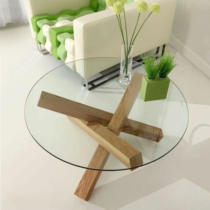 5-mobilier DIY creativ-wohnideen-masă de lemn și sticlă alb fotoliu