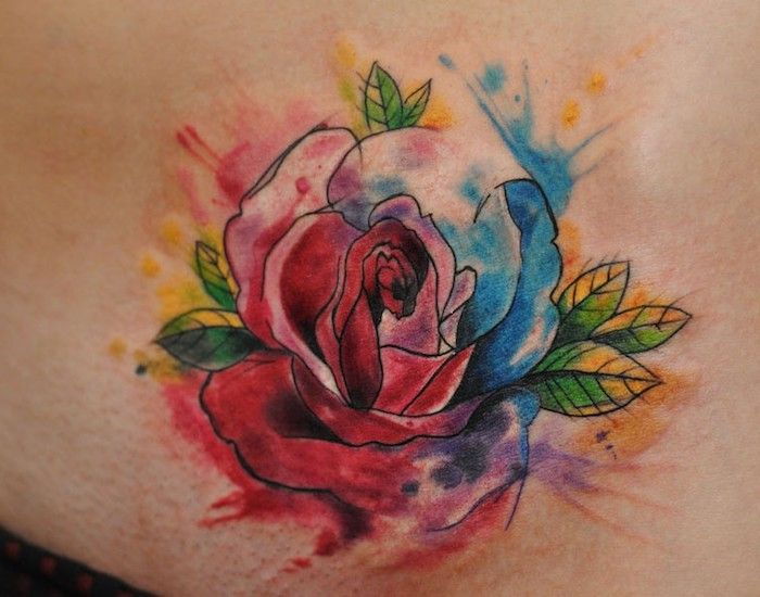 Tatuiruotės prasmė, akvarelės tatuiruotė su rožių motyvais