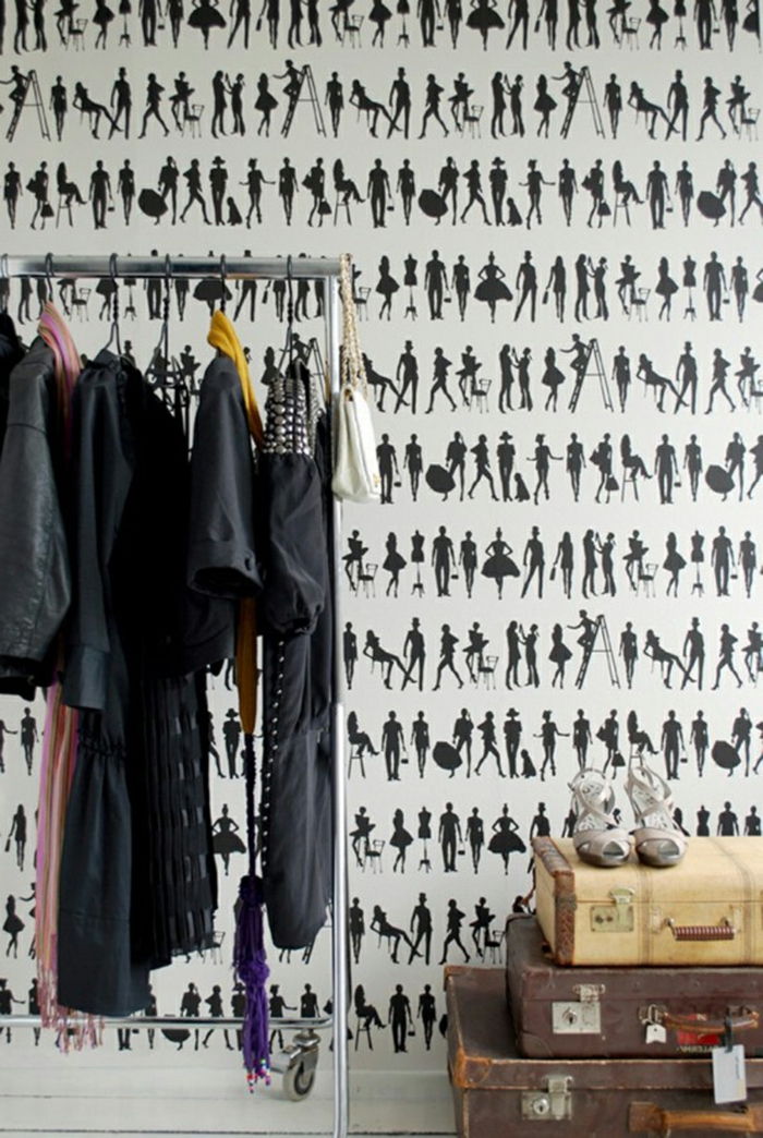 Studio designer de haine retro-tapet-negru-alb