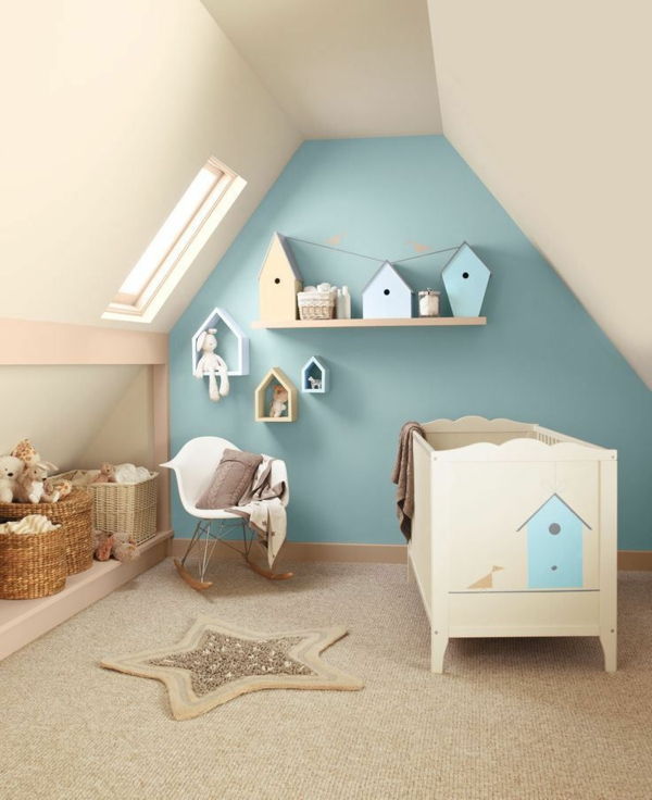 camera da letto del bambino interior design idea-con-bel colore guscio d'uovo