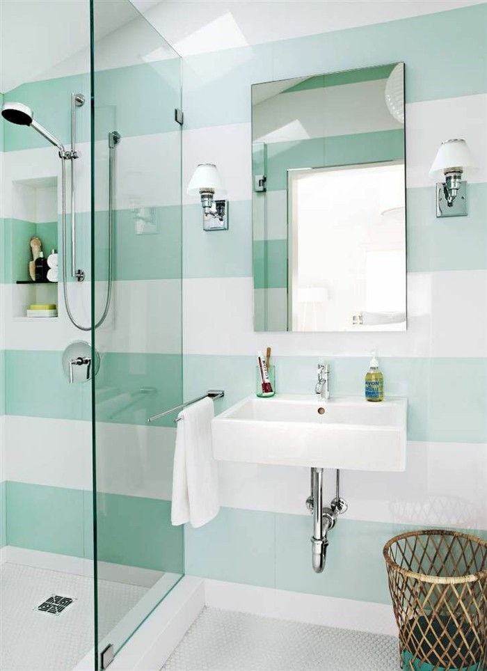 Barva kopalnica shema-stena-barva-vzorec-zeleno-belo-Stripes