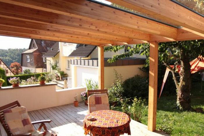 Zelf bouwen ontwerp ronde tafel van het dakbedekking houten balkon