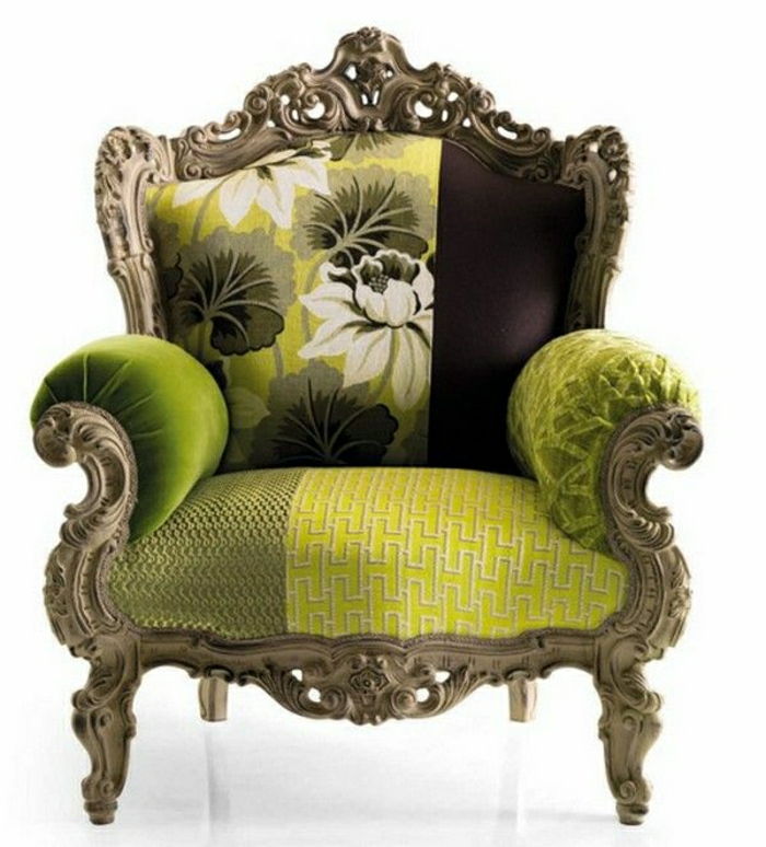 Barroco cadeira de design italiano-verde-flor