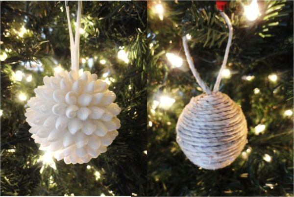 bela božična dekoracija za božično drevo - bele kroglice