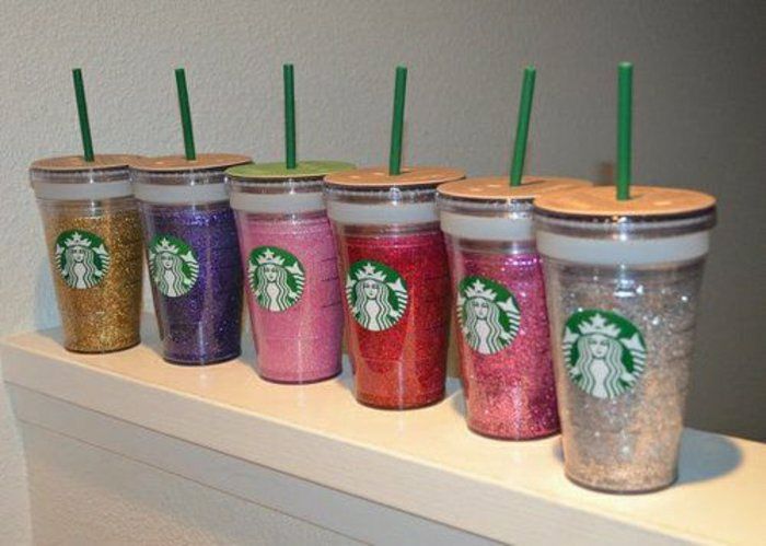 Cup-gloss forskjellige farger Straws Starbucks