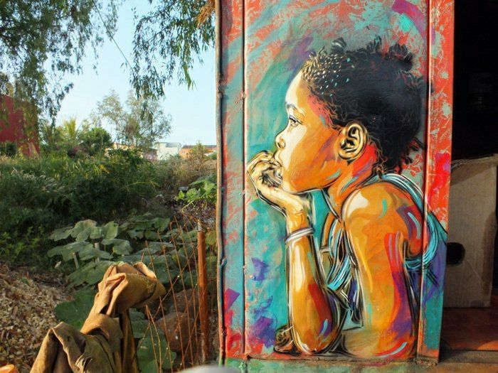 C215 grafiti sanatçısı Güzel-sokak-sanat görüntü-çocuk doğa