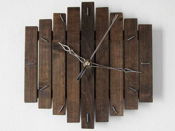 Dekoelement zegar ścienny z-drewna panele pomysł