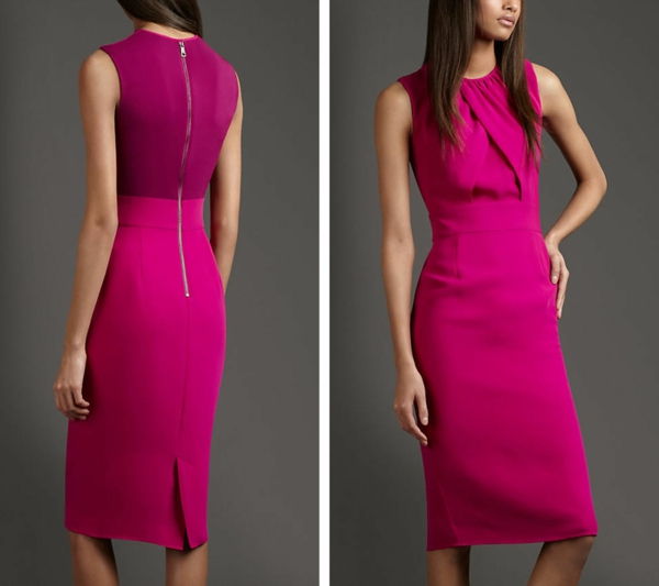 Elegantný Hot Pink Dress-of-Burberry skladané hodvábne šaty-pre-ženy-módneho oblečenia