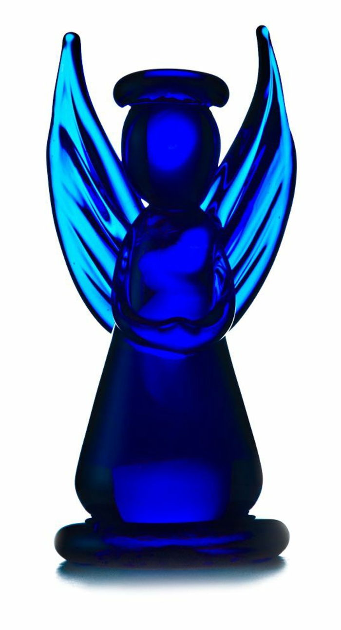 Ängel figur-blått glas-anbud