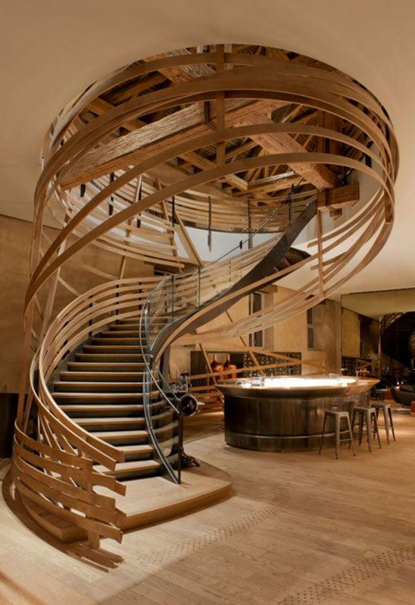 Zunanjost-super-moderno zunanjost stopnice, spiralne stopnice