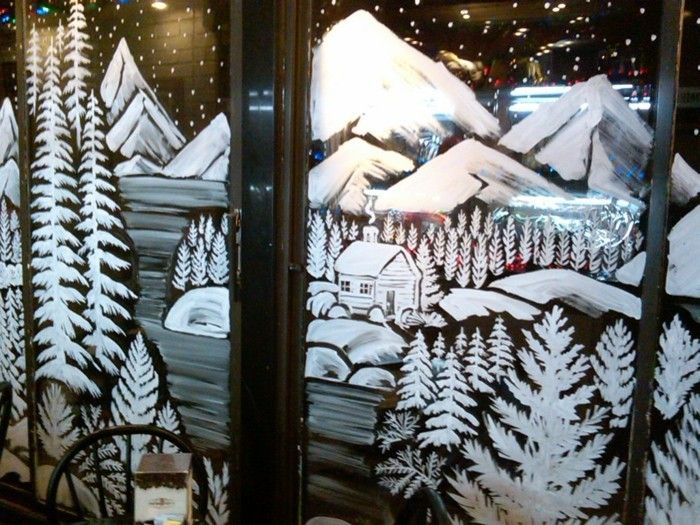fönster-jul-vintriga landskap