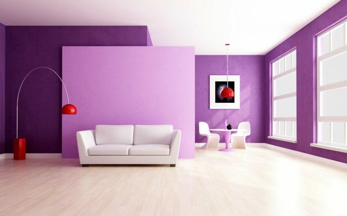 Lilla-farge-i-minimalistisk stue