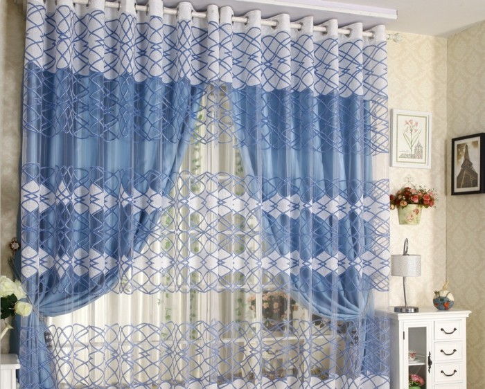 Gardiner idé-med-blå gardiner