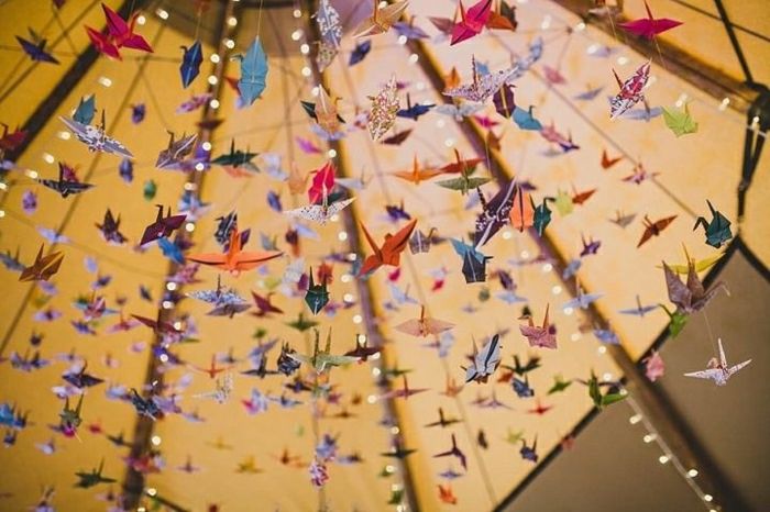 Garden svadobné tisíc origami žeriavy s príveskom dekorácie