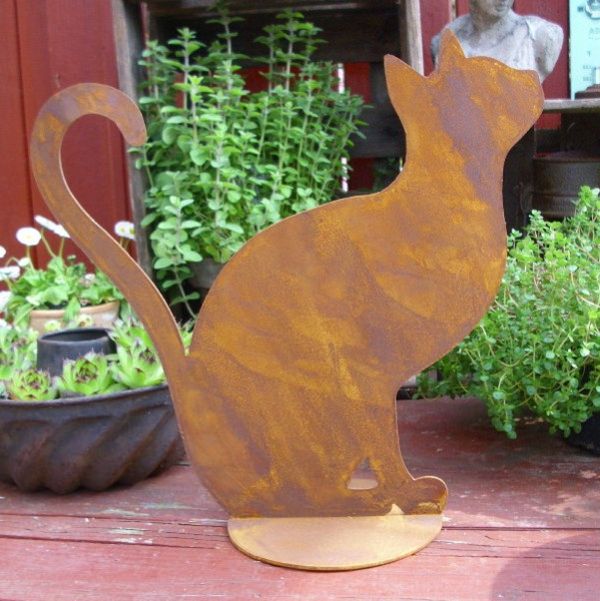 Gartendeko Ideer Cat patina tall-of-rust