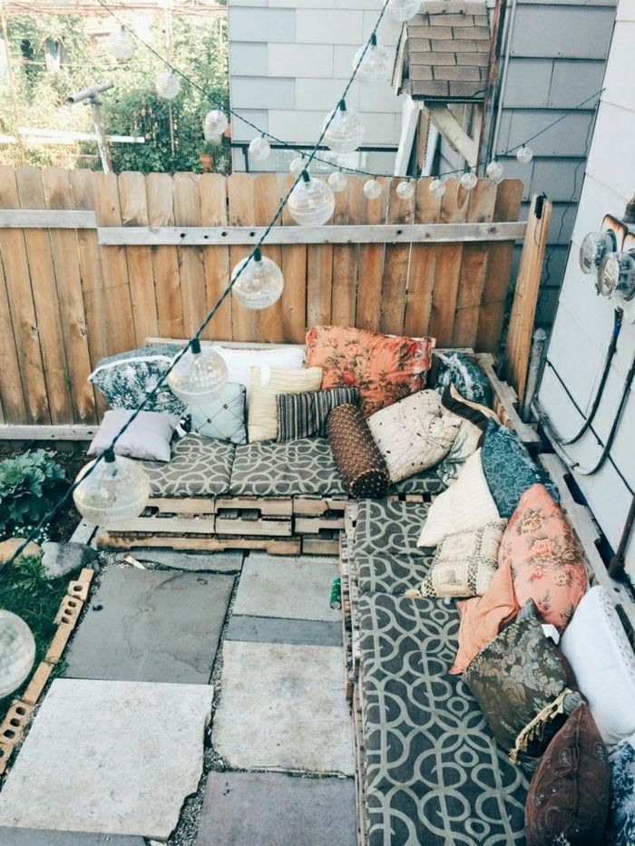 Vrtno pohištvo vrtno oblikovanje kavč iz palet Pillow viseče luči Fence