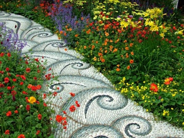 Garden Path utworzyć Głazy Pebbles jasny kolor niebieski i biały wzór