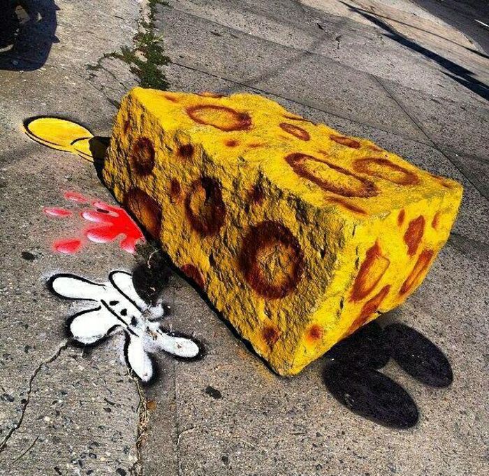 Grafiti Komik fikri peynir Taş Miki Fare çizimi