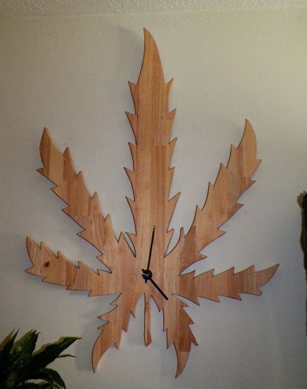 Drewniany zegar ścienny dekoracja pomysł liści ściana konstrukcja