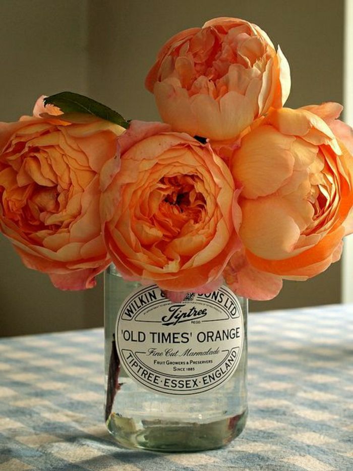 Huis decoratie vintage Einweckglas-oranje bloemen