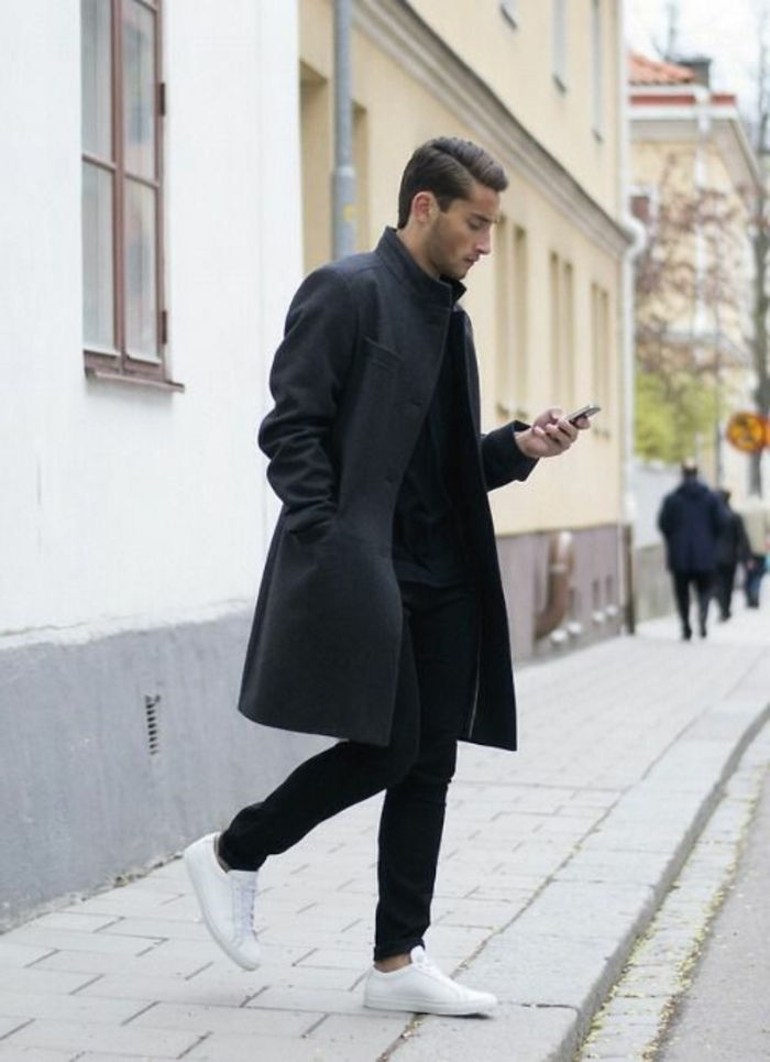 Men's Fashion Coat black-klassieke model