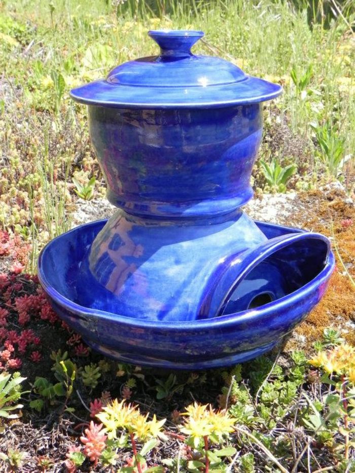 Hof Záhradná kuracie lektvary modrej keramické