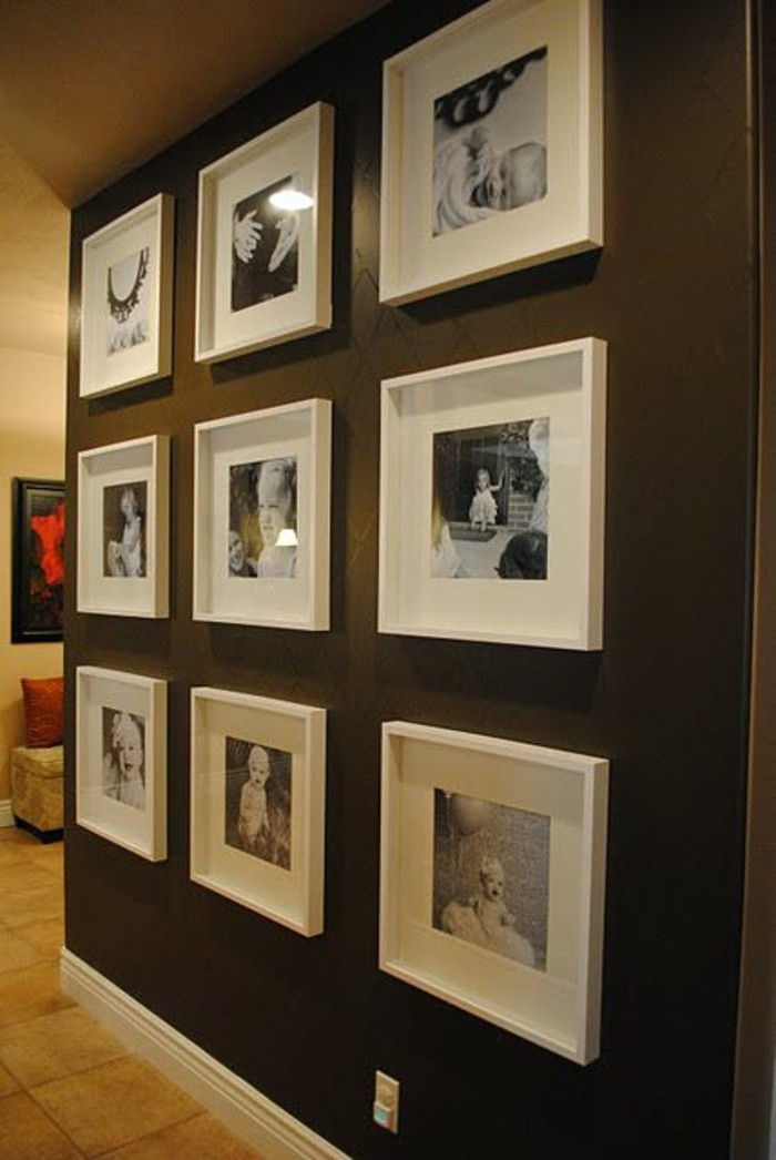 Idei-pentru-foto-perete maro-culoare alb-cadru foto