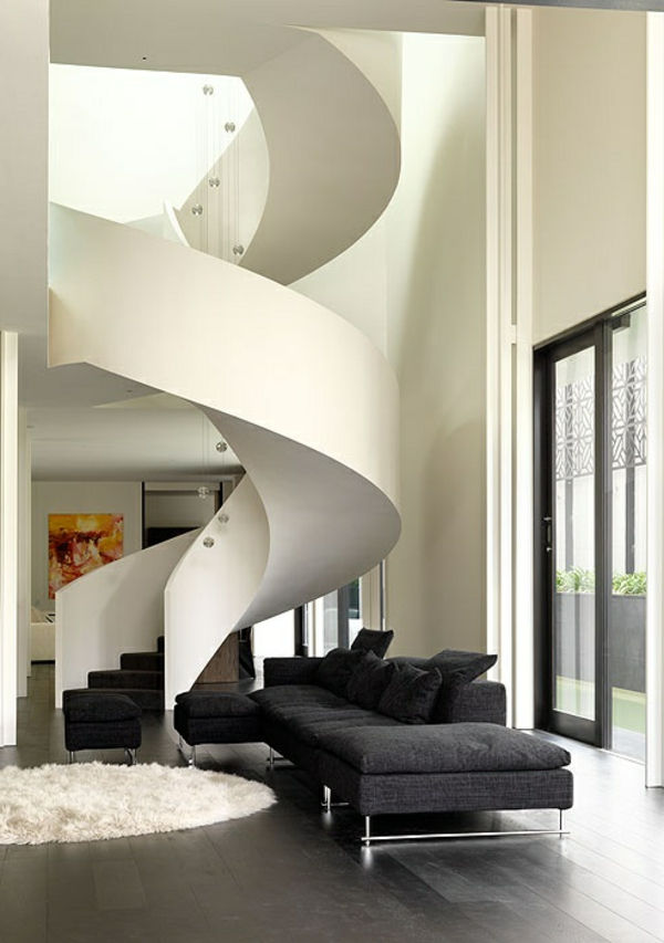 Oblikovanje Notranje oblikovanje sodobne notranje stopnice-v-belem