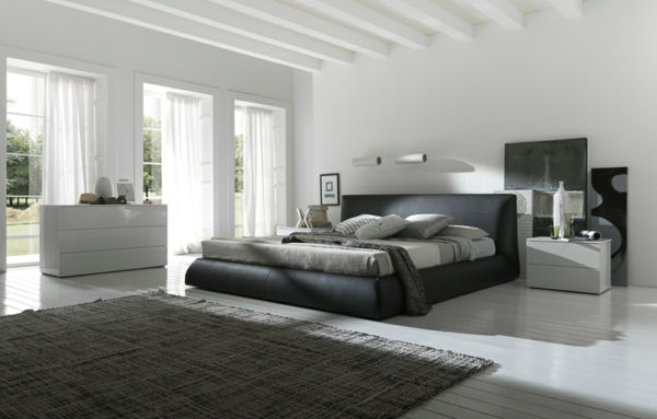Inredning är en elegant sovrum-design vackra exempel, vitt och grått