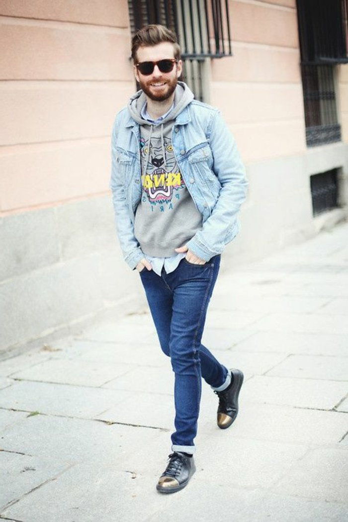 Boy denim jakke Jeans svette-skjorte Fancy Sko Hipster Briller