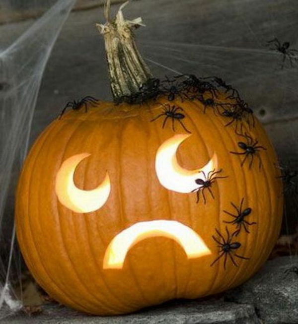 Pumpa Faces-för Halloween med spindlar