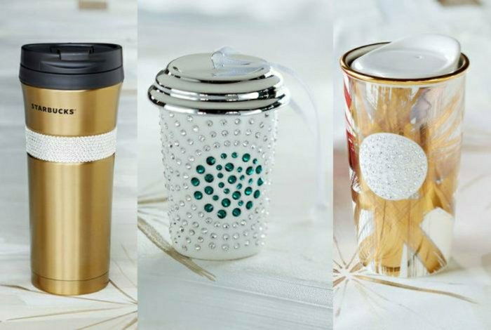 Kaffekrus-to-go-starbucks-cup-luxoriöses motiv gyllen farge krystaller