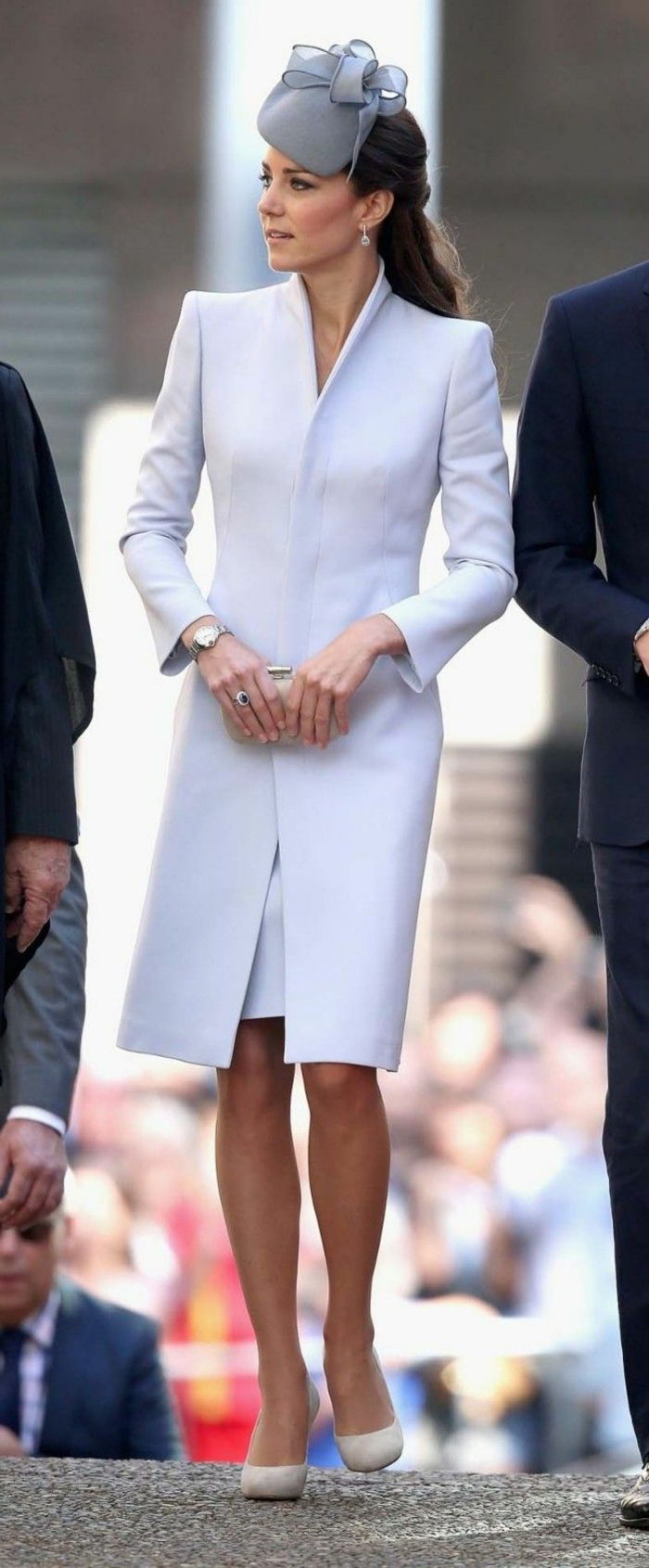 Kate Middleton-White-Coat elegancki model