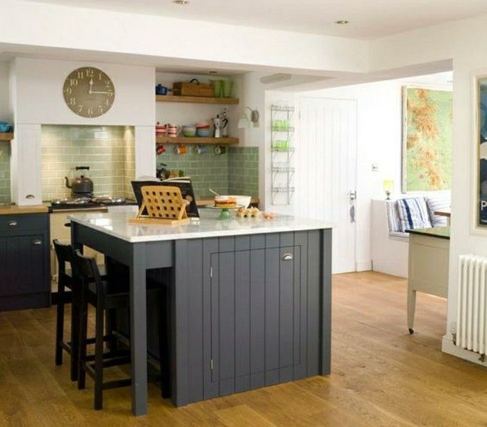 Kitchen Deco Ideas - med ett öppet kök - med ett svart-i-mitten skåp