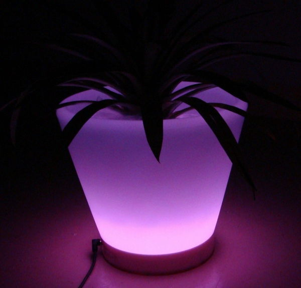 Purple-osvetljena cvetlični lonec dekoracijo ideja