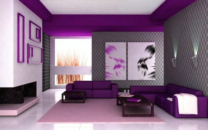 Purple-roms med to symmetriske bilder