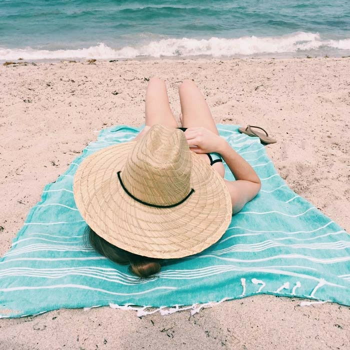 Meninas chapéu de palha Boho Chic pano praia de areia-mar-verão