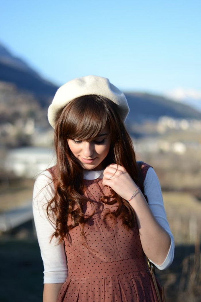 Dziewczyny prosty odzież Beret czapka kolor kremowy wełna-chic-sweet