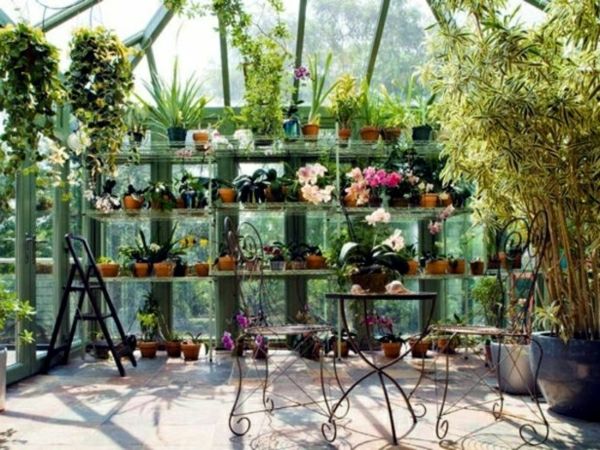 göra metall stolar tabell Blomma krukväxter-conservatory-