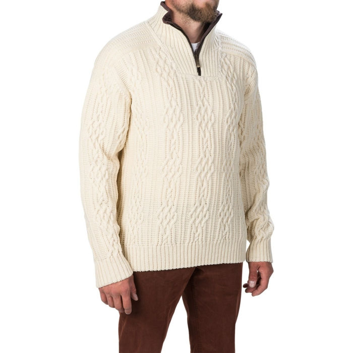 Norvegese maglione-di-lana-beige-zip