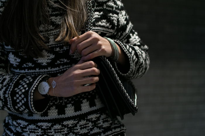Norvegiană tricot-pulover negru-alb