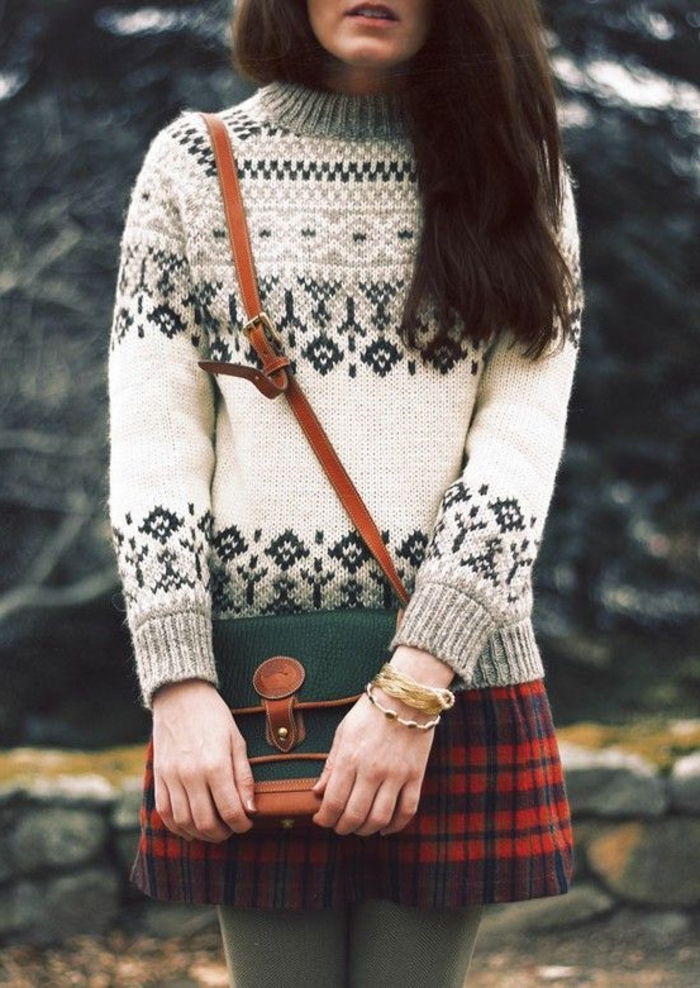 Norwegian maglione ornamenti-donne-e-bag